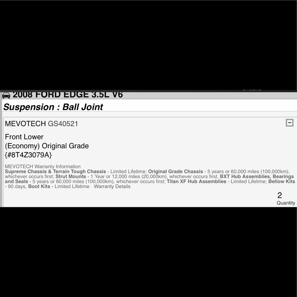 2008 Ford Edge SEL ball joints(2)!